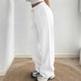 thumbnail image 5 of Lyanj Fall Sweatpants for Women Mid Rise Drawstring Straight Leg Pants Lightweight Solid Color Lounge Trouser for Workout, 5 of 7