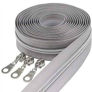 YIXI-SBest Metallic Nylon Coil Zippers #5 10 Yards Sewing Zippers Bulk DIY Zipper by The Yard Bulk with 20pcs Zipper Slider for DIY Sewing (Silver