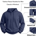 thumbnail image 3 of RJMDKXZ Fleece Hoodies for Men Pullover Loose Fit Casual Solid Long Sleeve Drawstring Fleece Lined Sweatshirts Comfy Warm Tops with Hood, 3 of 7