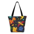 thumbnail image 3 of Kll Tote Bag For Women Dinosaurs In Space Print Shopping Grocery Reusable Bags For Office School Shopping Travel, 3 of 8