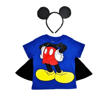 Boys Mickey Mouse Costume T-Shirt with Cape & Ears