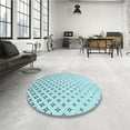 thumbnail image 4 of Ahgly Company Machine Washable Indoor Round Transitional Electric Blue Area Rugs, 4' Round, 4 of 7