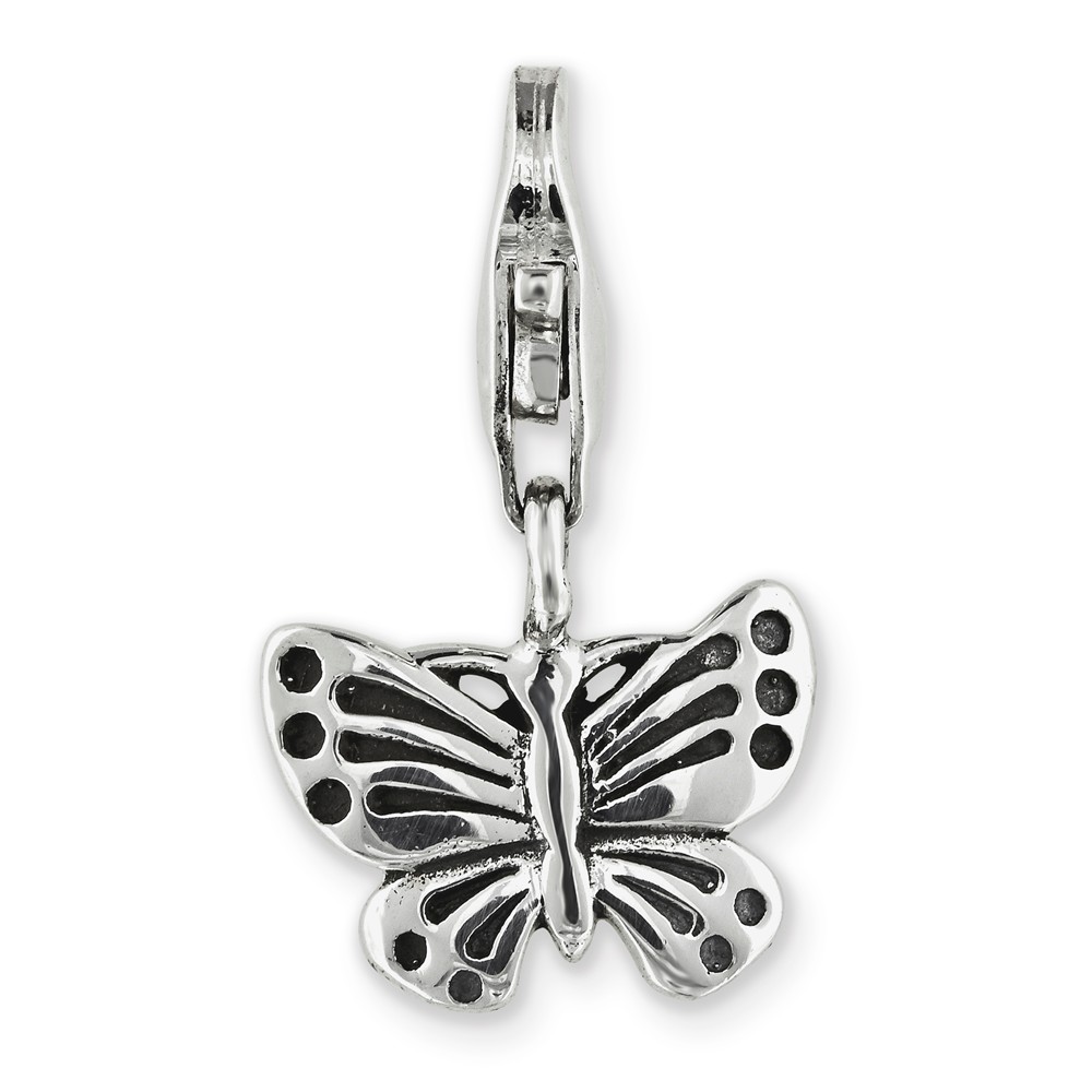 Sterling Silver Reflection Butterfly Solid Bead