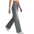 thumbnail image 5 of qucoqpe Jeans for Women Trendy High Waist Wide Leg Straight Denim Pants Casual Loose Fit Trousers with Pockets Gray M, 5 of 7