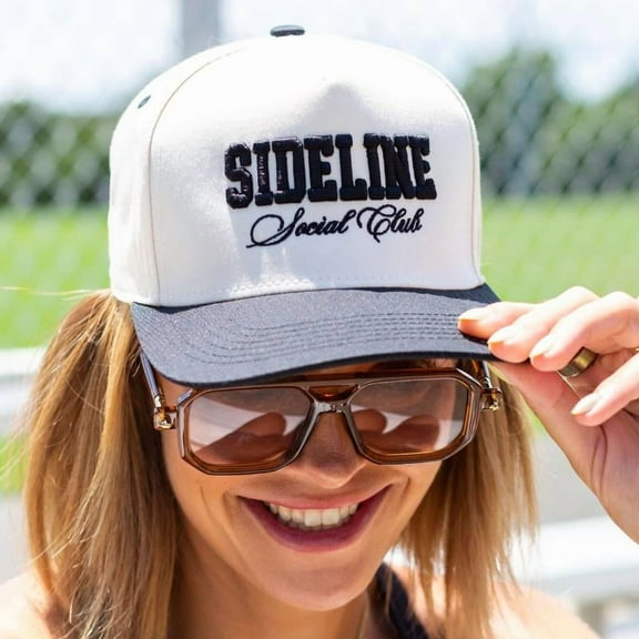 Sideline Social Club Snapback Hat, Classic Curved Brim Trucker Cap with Premium Embroidery, Perfect for Sports Enthusiasts, Outdoor Events, and Fashion-Forward Outfits