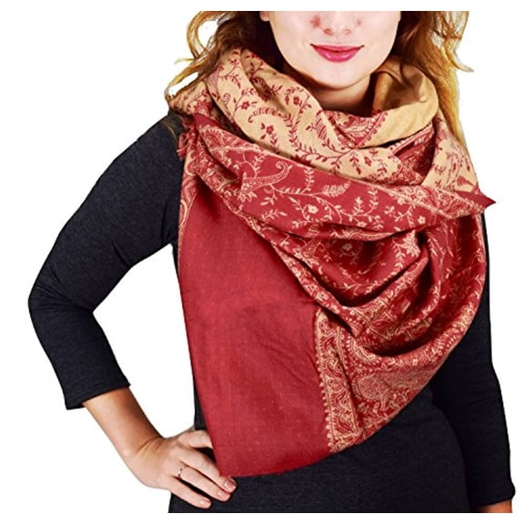 Peach Couture Blanket Scarf Thick 4 Ply Reversible Paisley Pashmina Throw Scarf Wrap Shawl