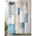 thumbnail image 2 of Fsddascl Abstract Blue Brown Shower Curtain Set - 54" x 78" Washable Bathtub Curtain with 12 Hooks, Oil Painting Simple Color Blocks Waterproof Fabric Stall Shower Curtains for Bathroom/Bathtub, 2 of 6