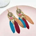thumbnail image 4 of HOOUN Boho Feather Beaded Earrings Fringe Tassel Bohemian Ethnic Dangle Drop Handmade-LightColorful, 4 of 9