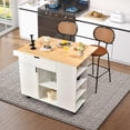 thumbnail image 2 of LOKO Kitchen Island with Drop Leaf, Rolling Kitchen Storage Cart with Drawer, Cabinet, 6 Open Shelves, Spice Rack & Towel Bar, Rolling Kitchen Island with Storage & Lockable Wheels (White), 2 of 14