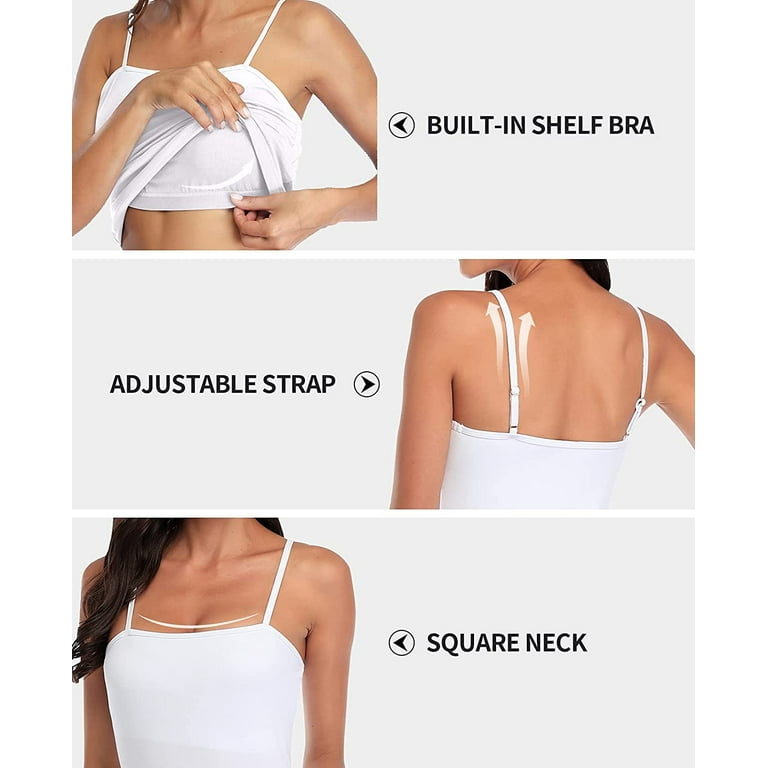 Sociala Square Neck Cotton Sport Tank Top With Shelf Bra For Women 