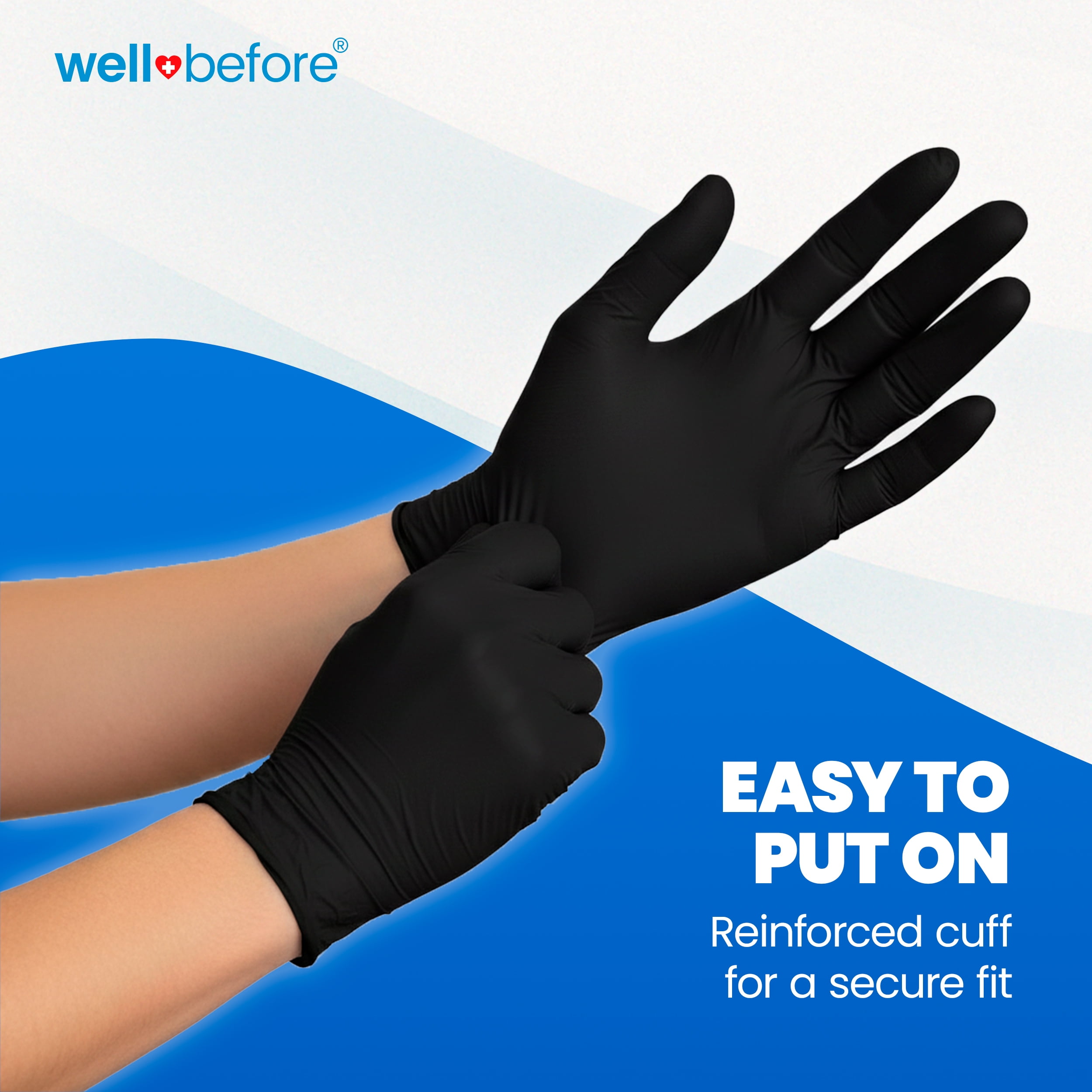 Wellbefore Disposable Synmax 4g Food Grade Vinyl Gloves, Black, Medium, 200pcs