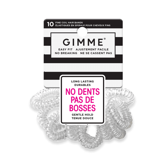 Gimme Hair Ties fo Fine Hair, Clear Coils, 10 Ct