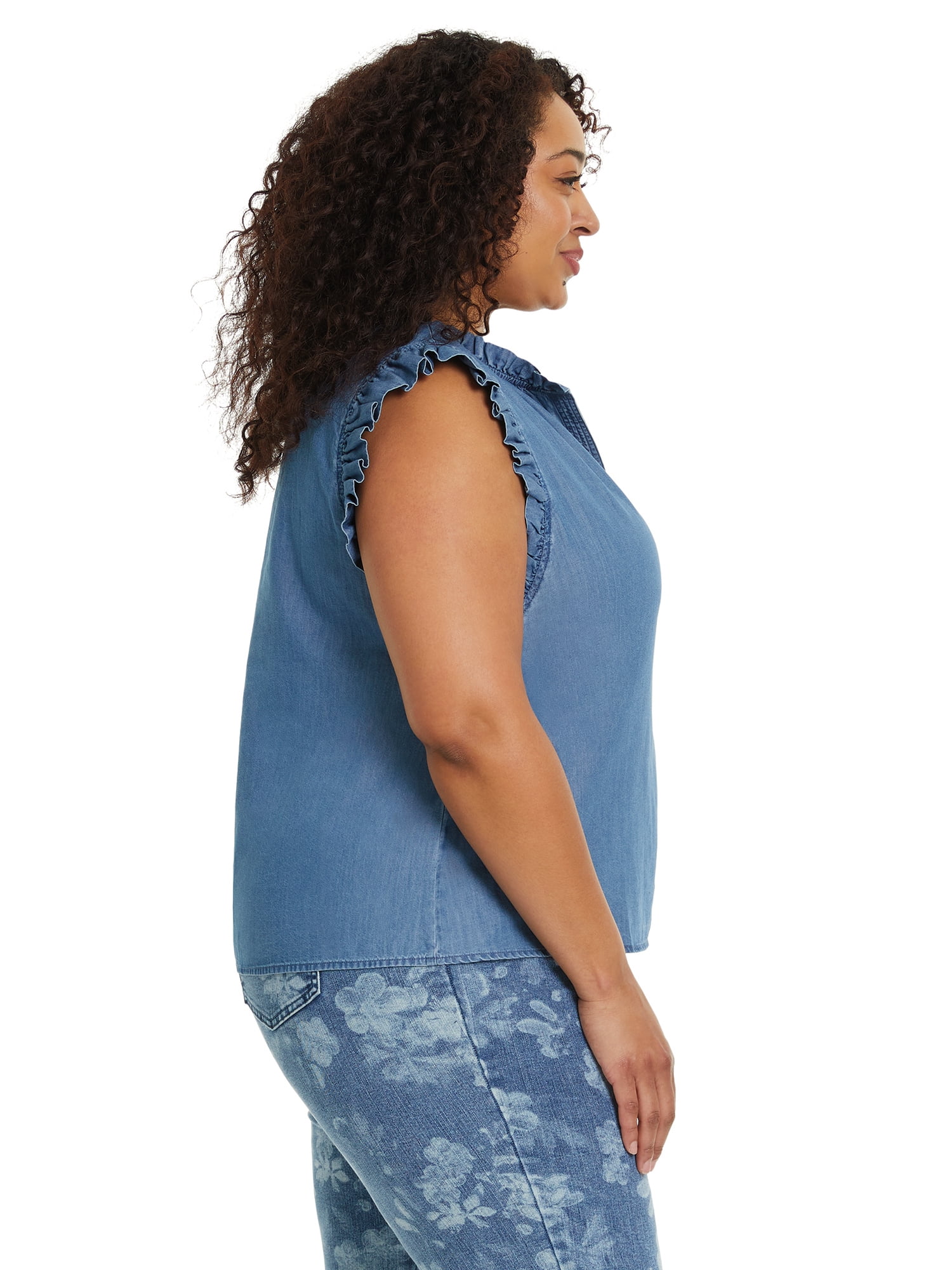 Gloria Vanderbilt Swan Series Women's Plus Ruffle Sleeve Top, Sizes 0X-4X