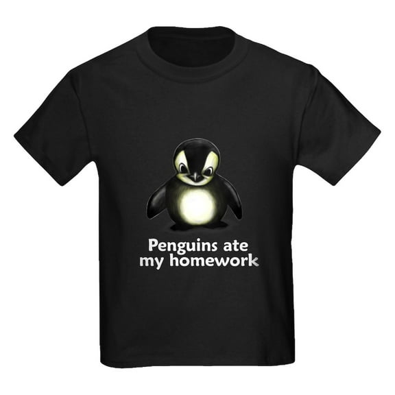 CafePress - Penguins Ate My Homework Kids Dark T Shirt - Dark T-Shirt Kids XS-XL