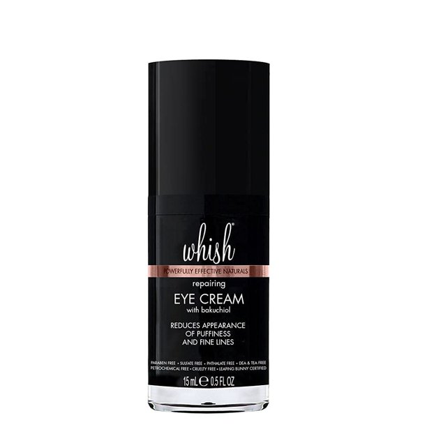 Crema reparadora para ojos Whish - Reduce la hinchazón y la apariencia de líneas finas Reduce la apariencia de bolsas y ojeras Tiene un suave reemplazo de retinol natural Backuchiol - .5 fl oz