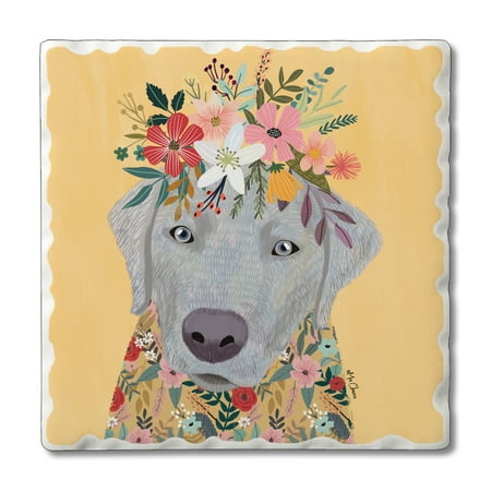 

CounterArt Single Absorbent Stone Tumbled Tile Coaster Floral Pets Weimaraner Dog