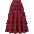 thumbnail image 4 of TrdSipl Midi Skirts for Women Boho Medieval Skirt Flowy Drawstring Retro Skirts a Line Ruffle Hem Halloween Party Ren Faire Costume Wine XL, 4 of 8