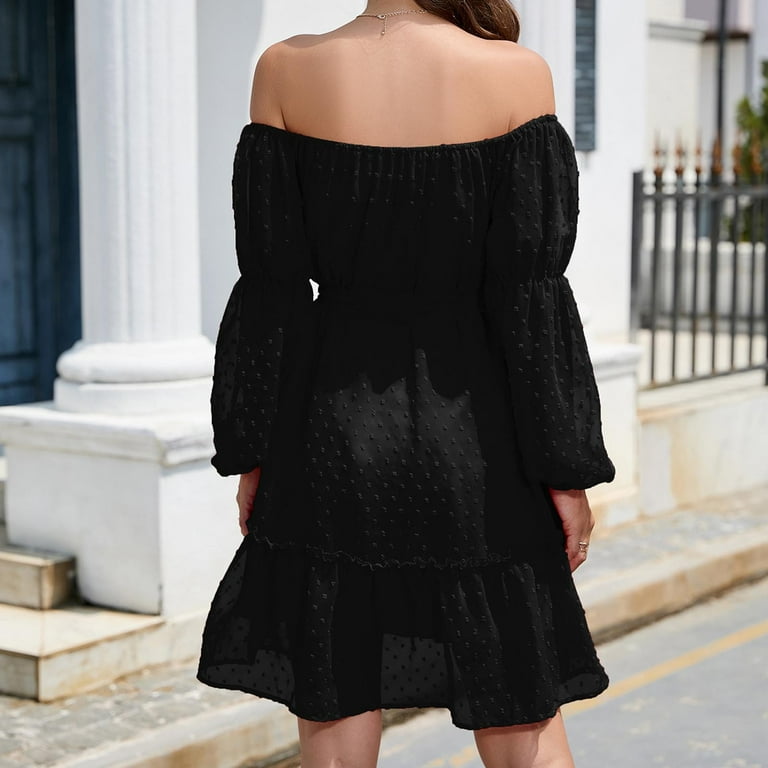 Black chiffon swing best sale dress