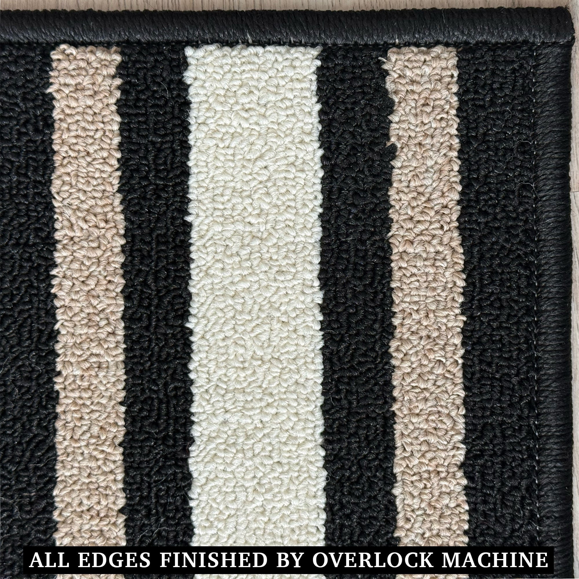 Custom Size Anti-Slip Machine Washable Loop Pile Bordered Black Runner Rugs ( 10' x 36")