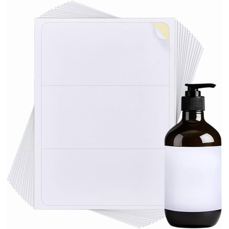 PH 60pcs Rectangle Wine Bottle Labels Printable Waterproof Wine Bottles Stickers Glass Jar Metal Tin Labels Adhesive Blank Label for Lazer Printer Home Wedding 3.5x8 inch White White