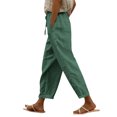 thumbnail image 2 of Women's Striped Print Elastic Waist Cropped Pants with Side Pockets, Loose Fit Casual Straight Leg Trousers for Everyday Wear, Comfortable Lounge, and Outdoor Activities Green XXXL, 2 of 4