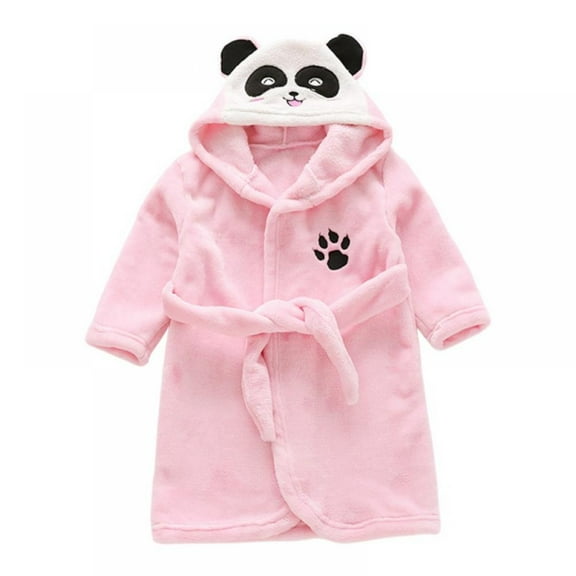 SYNPOS Baby Bathrobe Toddler Boy Girl Robe Cartoon Animal Hooded Soft Flannel Bathrobes for Unisex Baby Bath Robes 1-7 Years