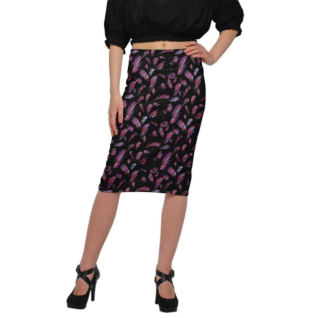 Moomaya Jupe en Poly Spandex Jupe Crayon Imprimée Grande Taille Vêtements d'Été