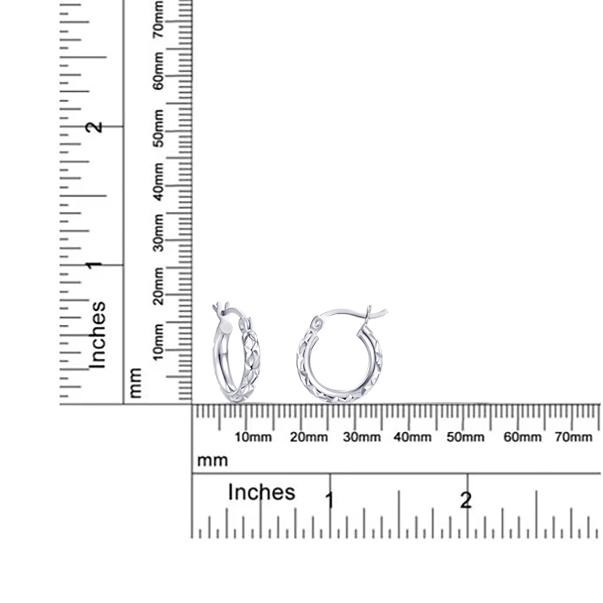 Brilliance Fine Jewelry Diamond Cut Hoop Earrings in Sterling Silver 14.5MM