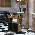thumbnail image 2 of CLEARANCE! 3-Tier Salon Trolley, Rolling Beauty Stylist Cart with Cabinet, Dryer Holders, Charging Station, Salon Spa Bathroom, Rustic Brown, 2 of 5