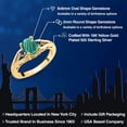 thumbnail image 2 of Gem Stone King 18K Yellow Gold Plated Silver Green Malachite and Blue Created Sapphire 3 Stone Engagement Ring for Women | 2.09 Cttw | Oval 8X6MM | Round 2MM | Gemstone Birthstone | Size 6, 2 of 6