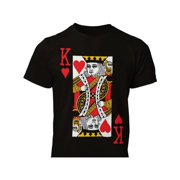 1pc Men'S King Of Hearts Playing Card Graphic T-Shirt Fabric Crew Neck Short Sleeve Regular Fit Vintage Style All-Season Casual Wear 180gsm Machine Washable