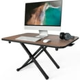 thumbnail image 1 of FITUEYES Height Adjustable Standing Desk Gas Spring Riser Laptop Desk Converter for Dual Monitor Sit to Stand in Seconds, Walnut Brown SD108001DW, 1 of 6