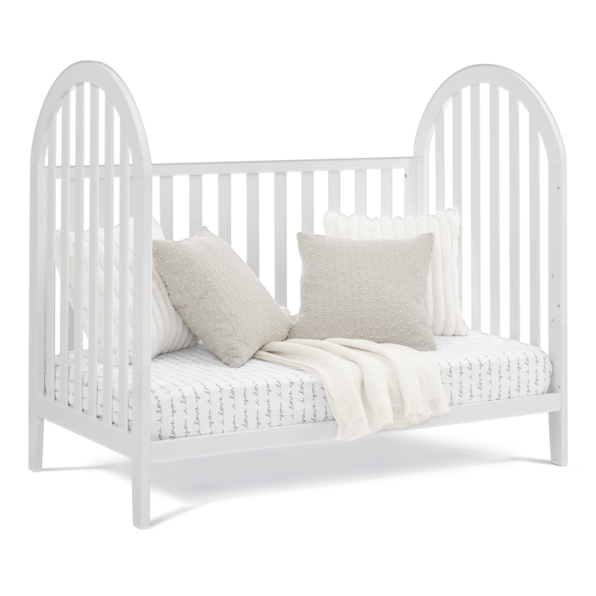 Delta Children Milano 4-in-1 Convertible Crib - Greenguard Gold Certified, Bianca White