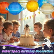 Naler 8 Pcs Planet Paper Lanterns, 12 Outer Space Party Decorations, Solar System Planets Lantern for Kids Space Theme Party Birthday Room Decorations