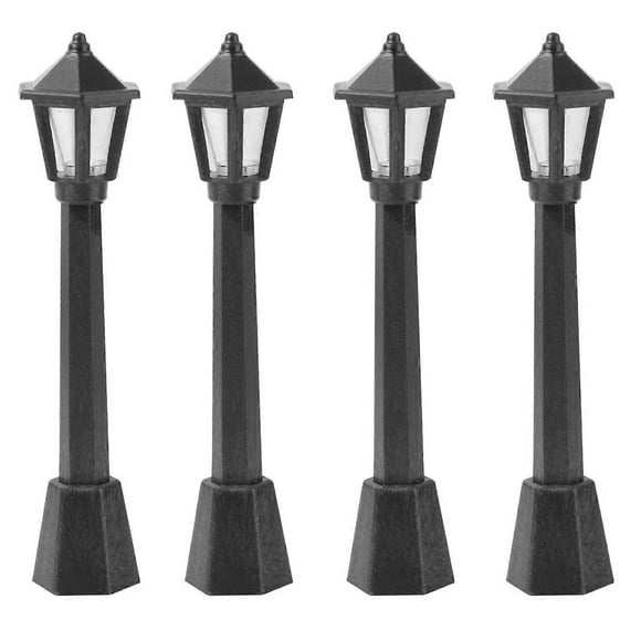 2024 Suitable Generic 4 Pcs Mini Street Lamp Post Model Train Lamp Post Lights Miniature Christmas Village Pathway