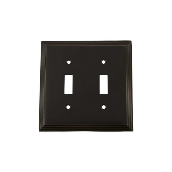 Nostalgic Warehouse Dec_Swplt_T2 Deco Antique 2 Gang Double Toggle Light Switch Wall Plate