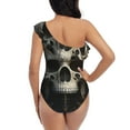 thumbnail image 5 of Picia Gold Pattern Skull Pattern Women's One Piece Swimsuits,One Shoulder Swimwear Asymmetric ,Ruffle Monokinis Bathing Suits,High Waisted Flattering Bathing Suits-Small, 5 of 8