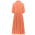 thumbnail image 5 of XVJRHAK Women's Spring/Summer Cotton Mid Season Long Sleeve Long Button Dress (Orange,L), 5 of 5