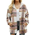 thumbnail image 2 of MOSHU Flannel Shirts for Women Button Down Plaid Shirt Hooded Shacket Jacket with Pocket, 2 of 7