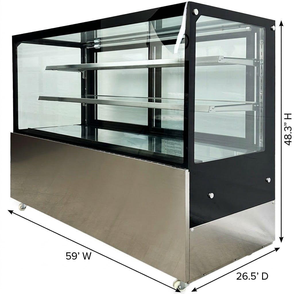 59 in. Refrigerated Bakery Display Cooler Case for Pastry Deli Upright 20 Cu.Ft. Cooler Glass Display Refrigerator, NSF ETL