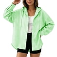 thumbnail image 5 of TaTaai Women's Striped Sun Protection Button Down Hoodie Long Sleeve Loose Shirt Jacket for Summer Beach, 5 of 5