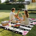 thumbnail image 4 of Pink Roses Outdoor Rug for Patio/Deck/Porch, Non-Slip Large Area Rug 6 x 9 Ft, Romantic Flowers Leaves Floral Black Stripes Indoor Outdoor Rugs Washable Area Rugs, Camping Rug Carpet Runner, 4 of 8