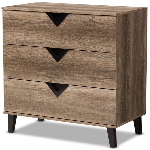 Baxton Studio Wales 3 Drawer Contemporary Chest in Light Brown