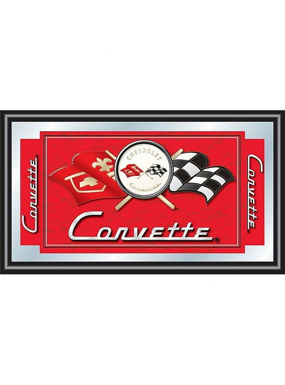 Trademark CORVETTE 15" x 26" x 3/4" Wooden Framed Mirror, Red, Corvette C1