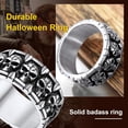 thumbnail image 3 of ORUYROP Can Engrave Men Skull Rings, Stainless Steel Statement Biker Rings, Gold Plated/Black-Send Gift Box, 3 of 7