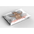 thumbnail image 2 of Ambesonne Sloth Pillow Sham 2 Pack, Little Sloth, 30"x20", Pink Brown Grey, 2 of 3
