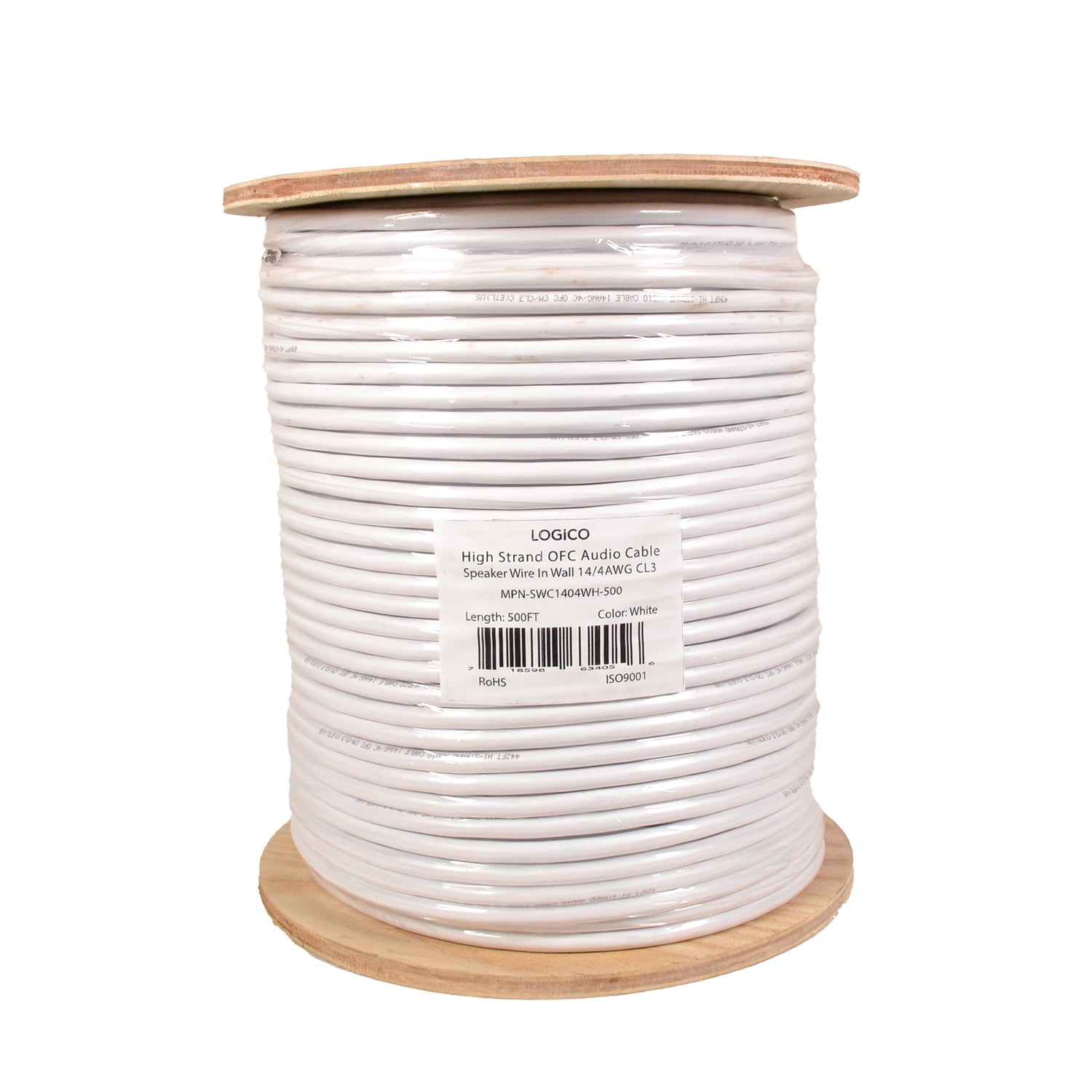 In Wall Audio Speaker Cable Wire 14/4 Gauge/AWG OFC Pure Copper 500ft White
