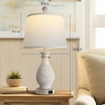 thumbnail image 6 of Traditional Table Lamps Set of 2, Bedside Touch Lamp with USB C+A Charging Ports, Rustic Farmhouse Table Lamps for Living Room Bedroom, Side Table Lamp with White Fabric Shade, Antique Grey, 6 of 9