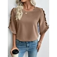 thumbnail image 6 of DOKOTOO Blouses for Women 3/4 Ruffle Sleeve Crewneck Tops Business Work Blouse Casual Dressy Loose Shirts, 6 of 10