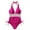 Hot Pink, variant on hoksml Women's One-Piece Swimsuit Halter Neck Tie and Deep V-Neck with Side Drawstring, Solid Color Bathing Suit Slim Fit Beachwear